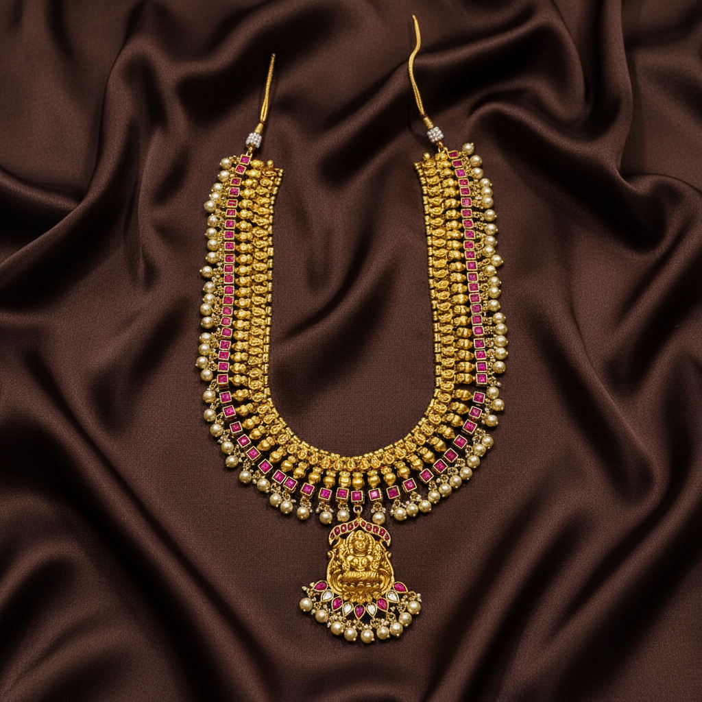 Jilebi Lakshmi Long Jadau Haram - KH00368