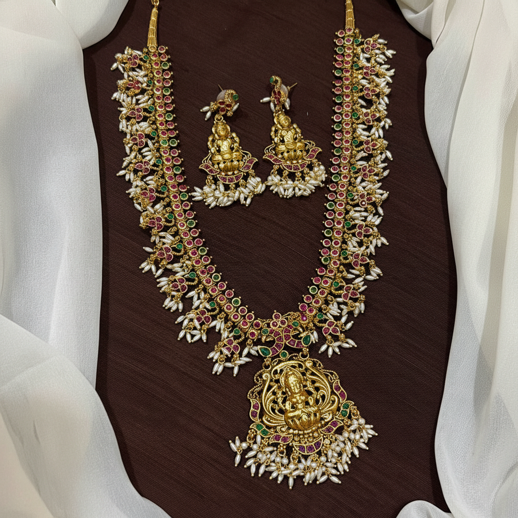 Nakshi Lakshi Rice Pearls Haram - NH00470