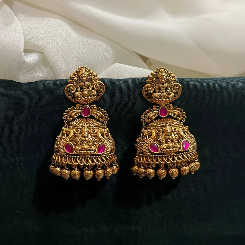 Jadau Lakahmi Nakshi Jhumkis - KE00579