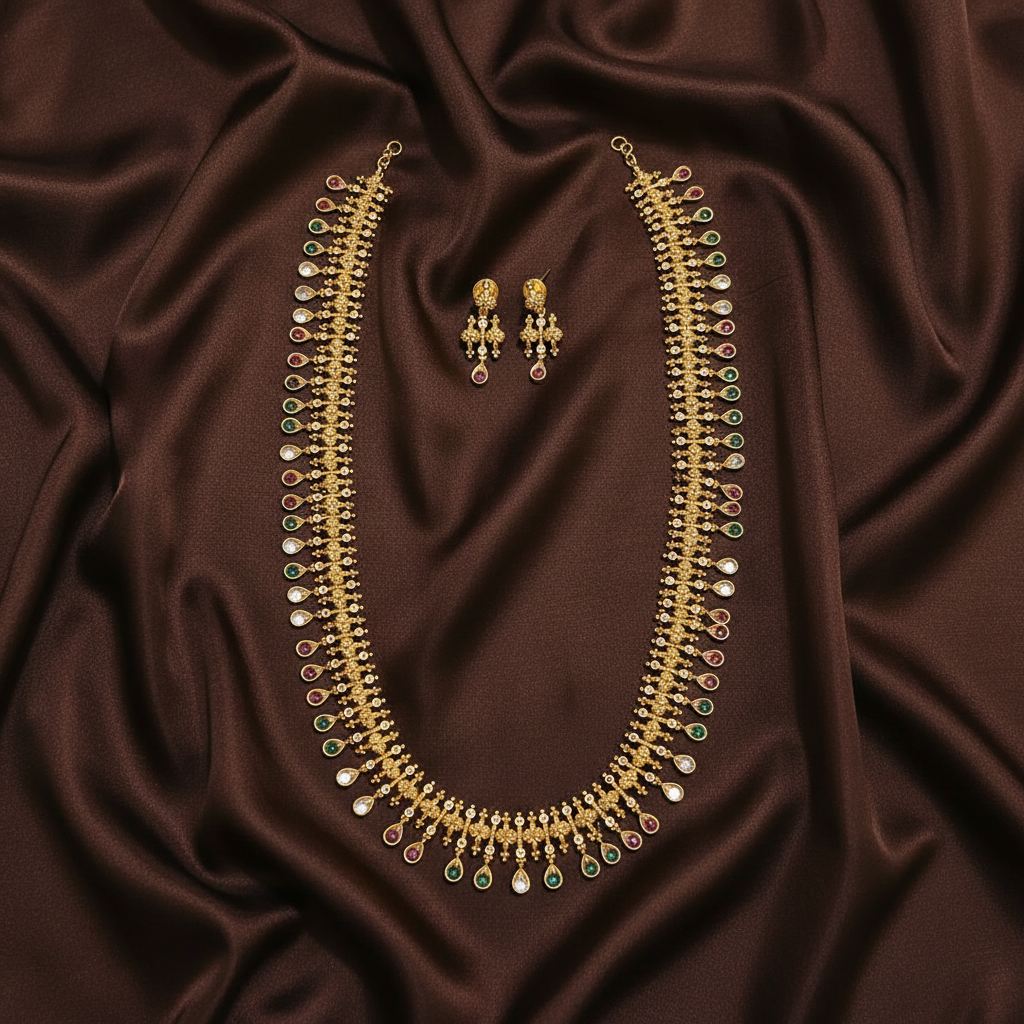 Antique finish Nakshi Haram with earrings - NH0020