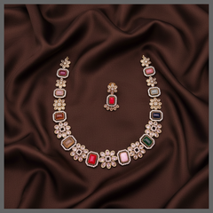 Navratna Stone Necklace In Nakshi - NN00817