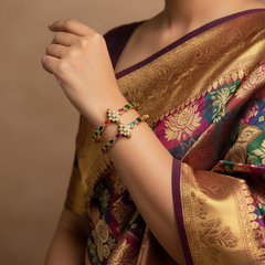 Navarathna Pair Bangle in Antique Polish - BG00664