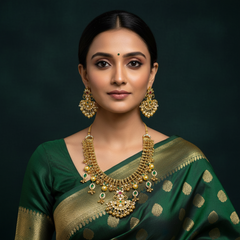 Jadau Gold Replica necklace With Small Pendants - KN00611