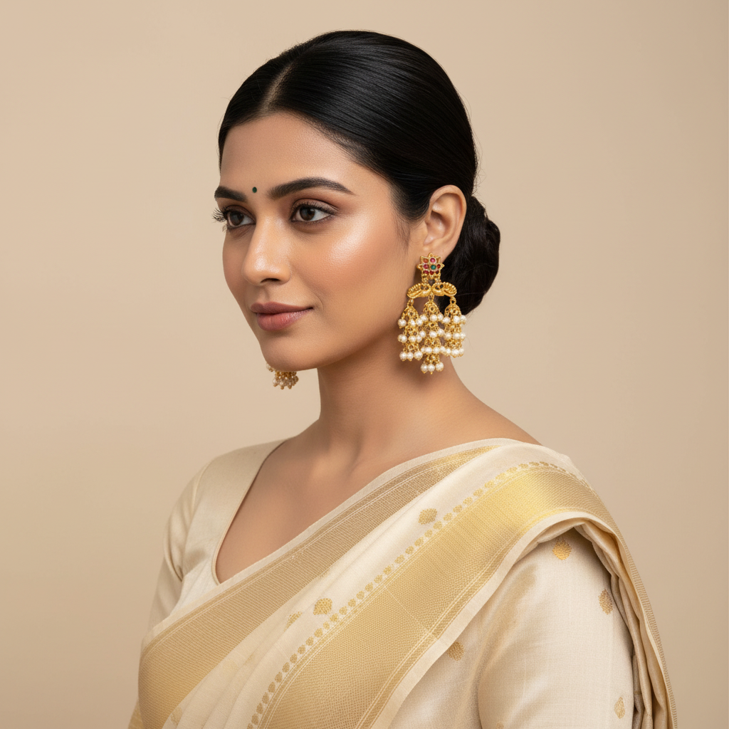 Nakshi 3 step earrings - NE00652