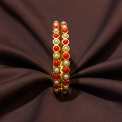 Panchaloham Coral and Navrathna Bangles - BG00658