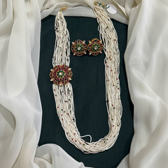 White Sugar Beads Kempu Side Broche - PB00567
