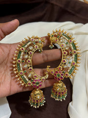 Jadau Emerald Beads Earcuff Jhumki - KE00601