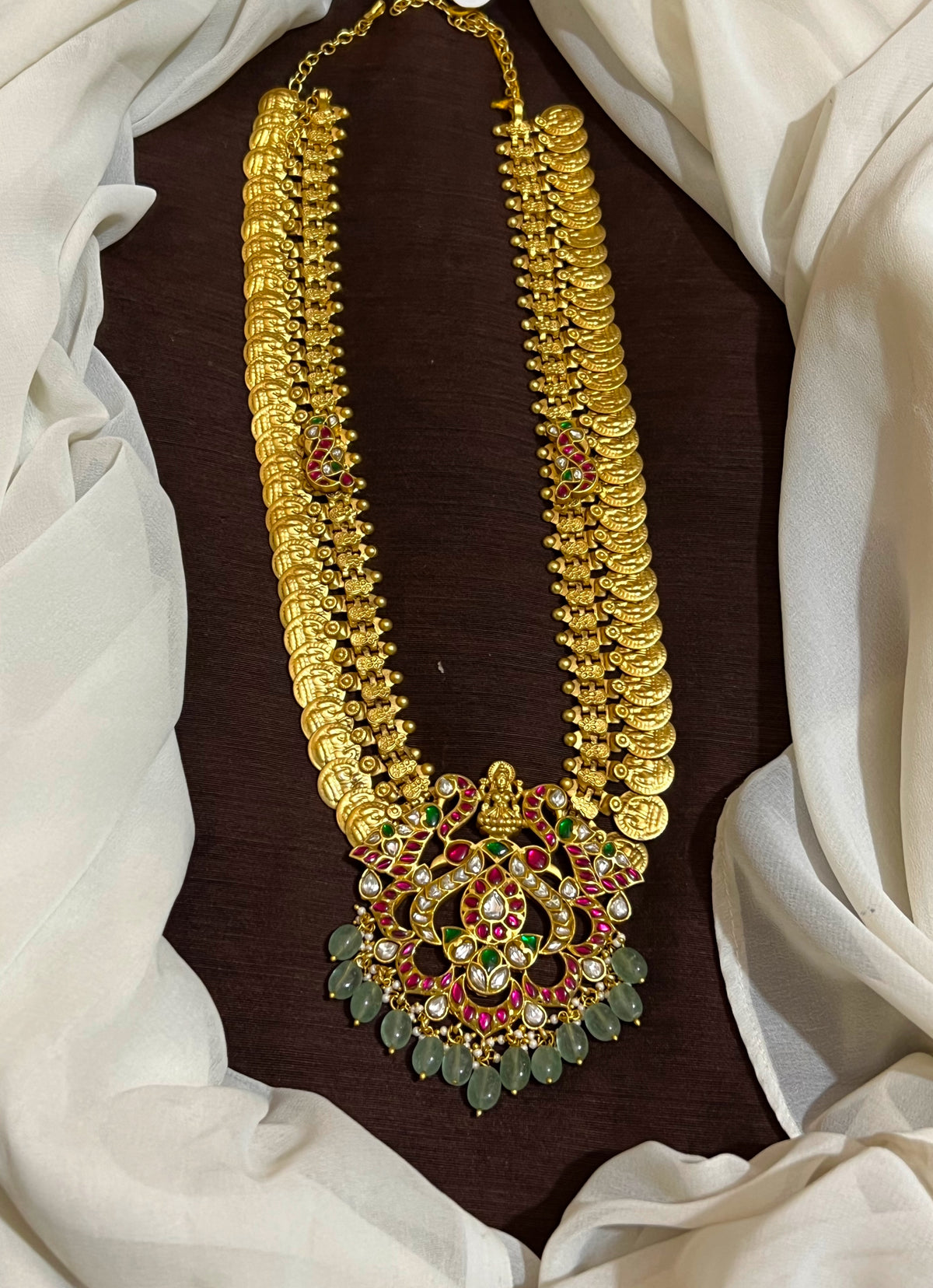 Jadau Long Kaasu Haram With Side Pednants - KH00434
