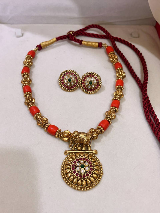 Coral Nakshi Necklace - NN0070