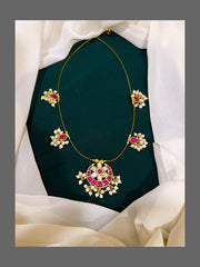Small Ruby Chand Bail Necklace in Kundan - KN00218