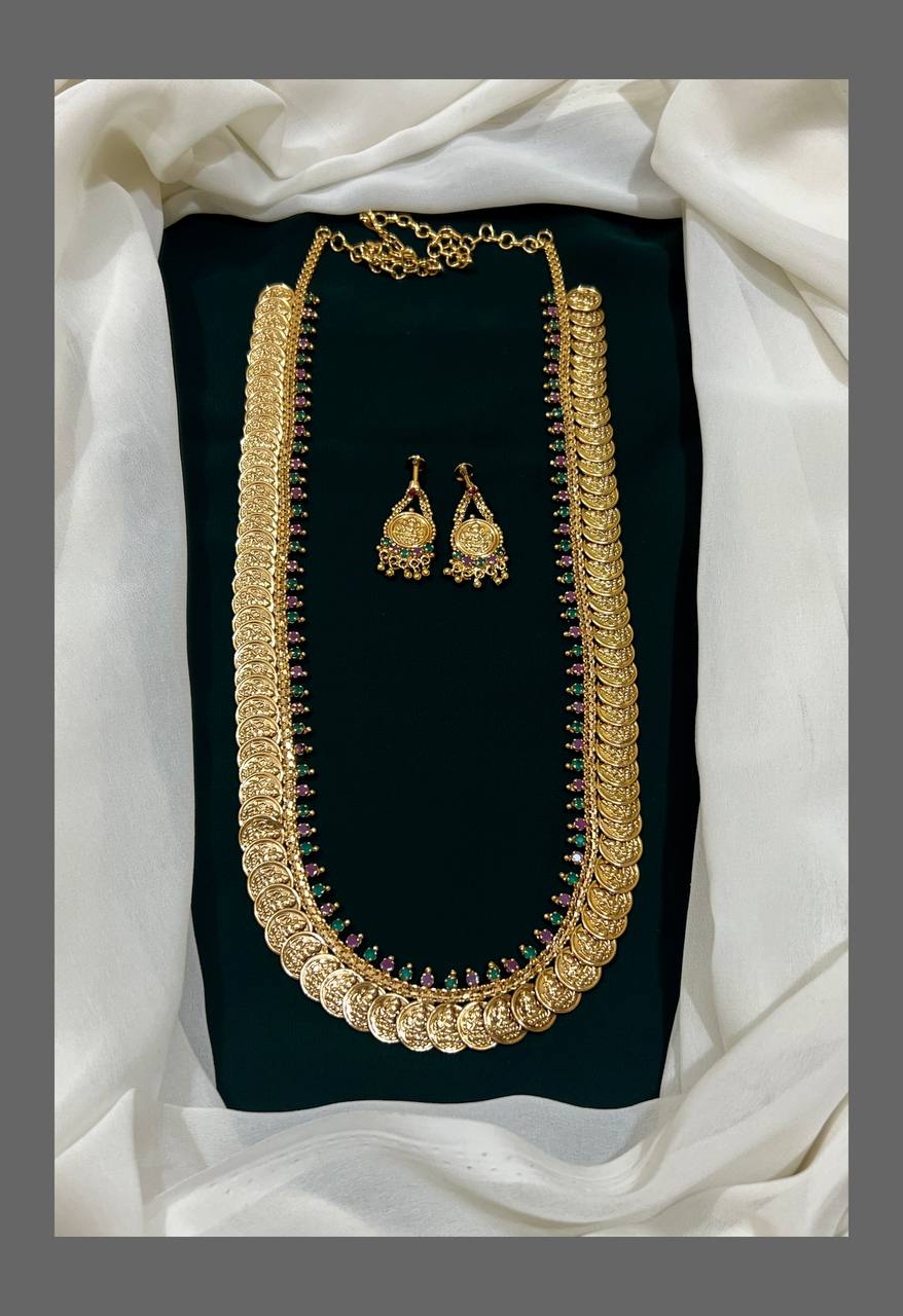 Green and Red stone Kashu Mala in Nakshi - NH0099