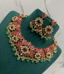 Jadau Kundan Necklace with Earrings - KN00368