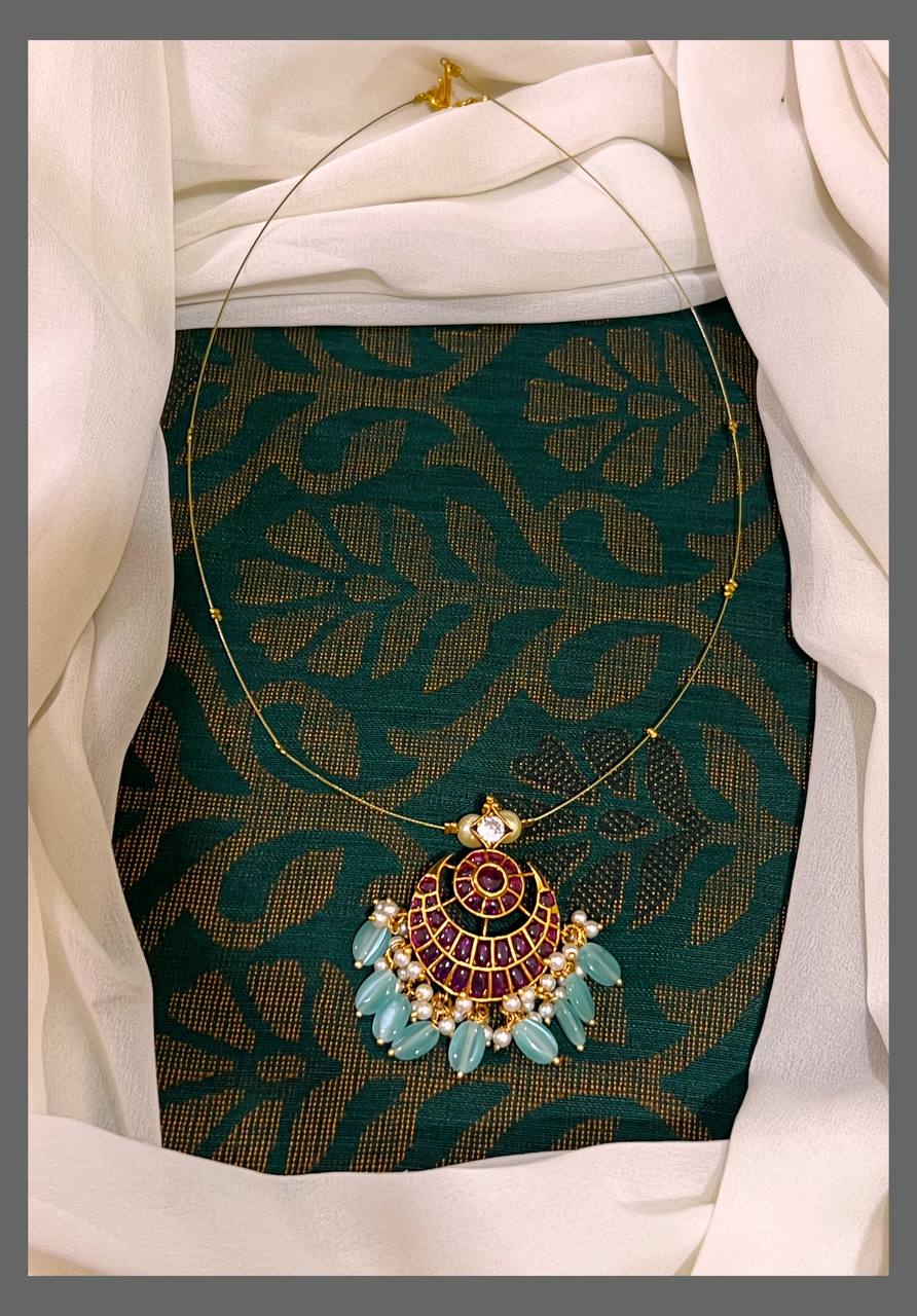 Ruby Chandbali Necklace In Kundan - KN00427