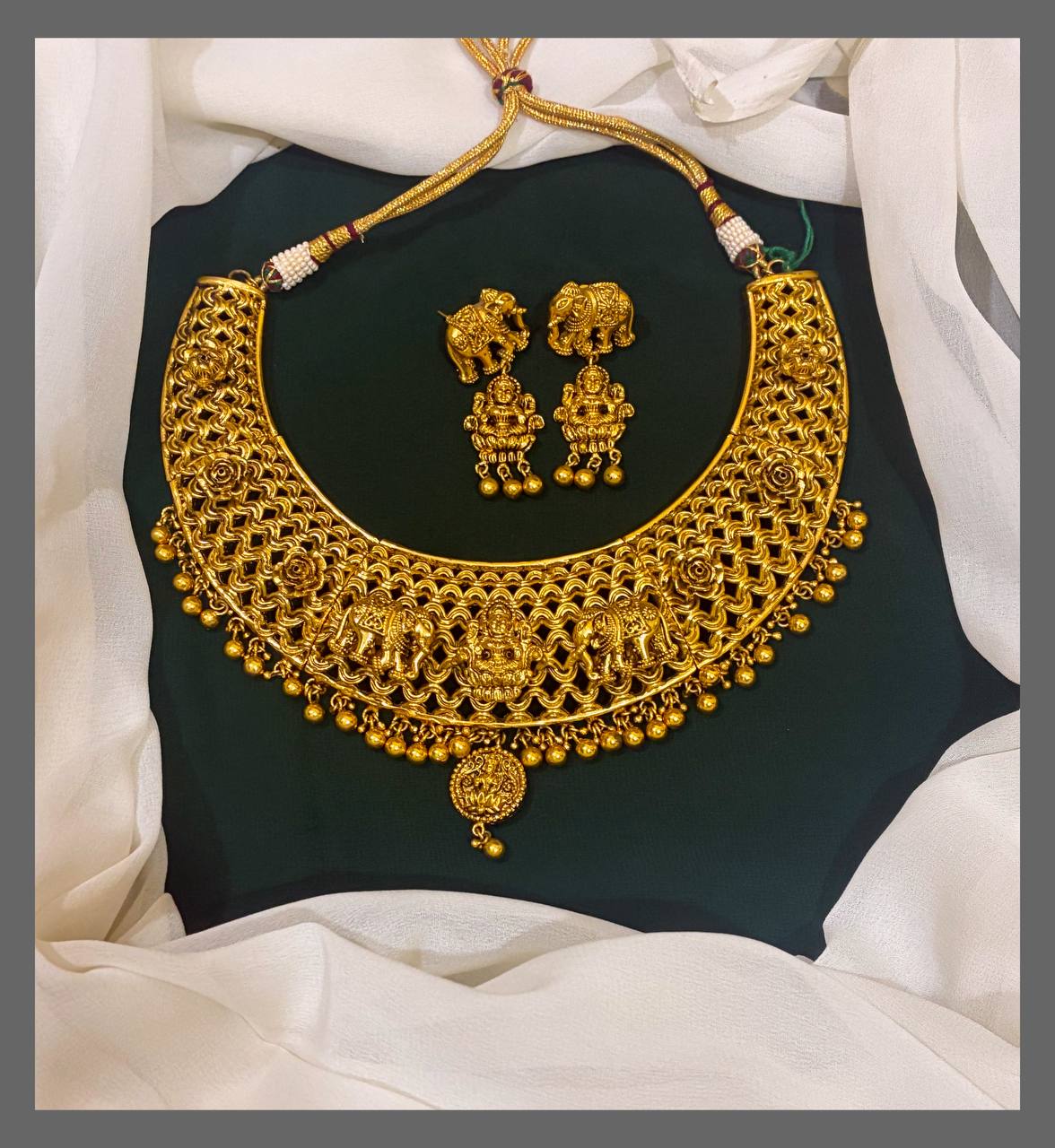 Lakshmi and Elephant Necklace In Nakshi - NN00360