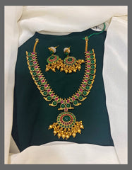 Emerald and Ruby Necklace In Nakshi - NN00378