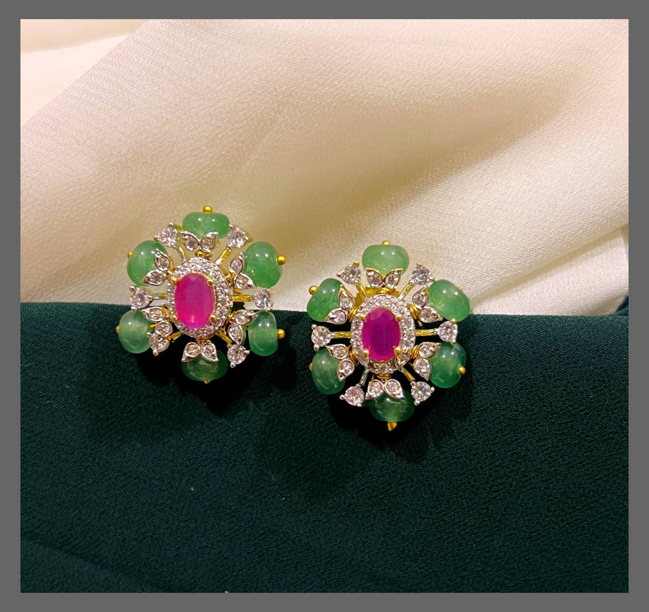Emerald Stud In Nakshi - NE00438