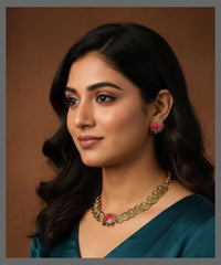 Kashu Necklace with Beautiful Lotus in Nakshi -  NN00442