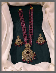 Pink Pearl Haram With Victorian Pendent - PB00208