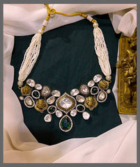 White Pearl Necklace With Victorian Pendent - PB00213