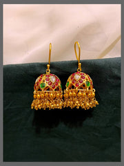 Multi Colour Hanging Jhumki In Nakshi - NE00541