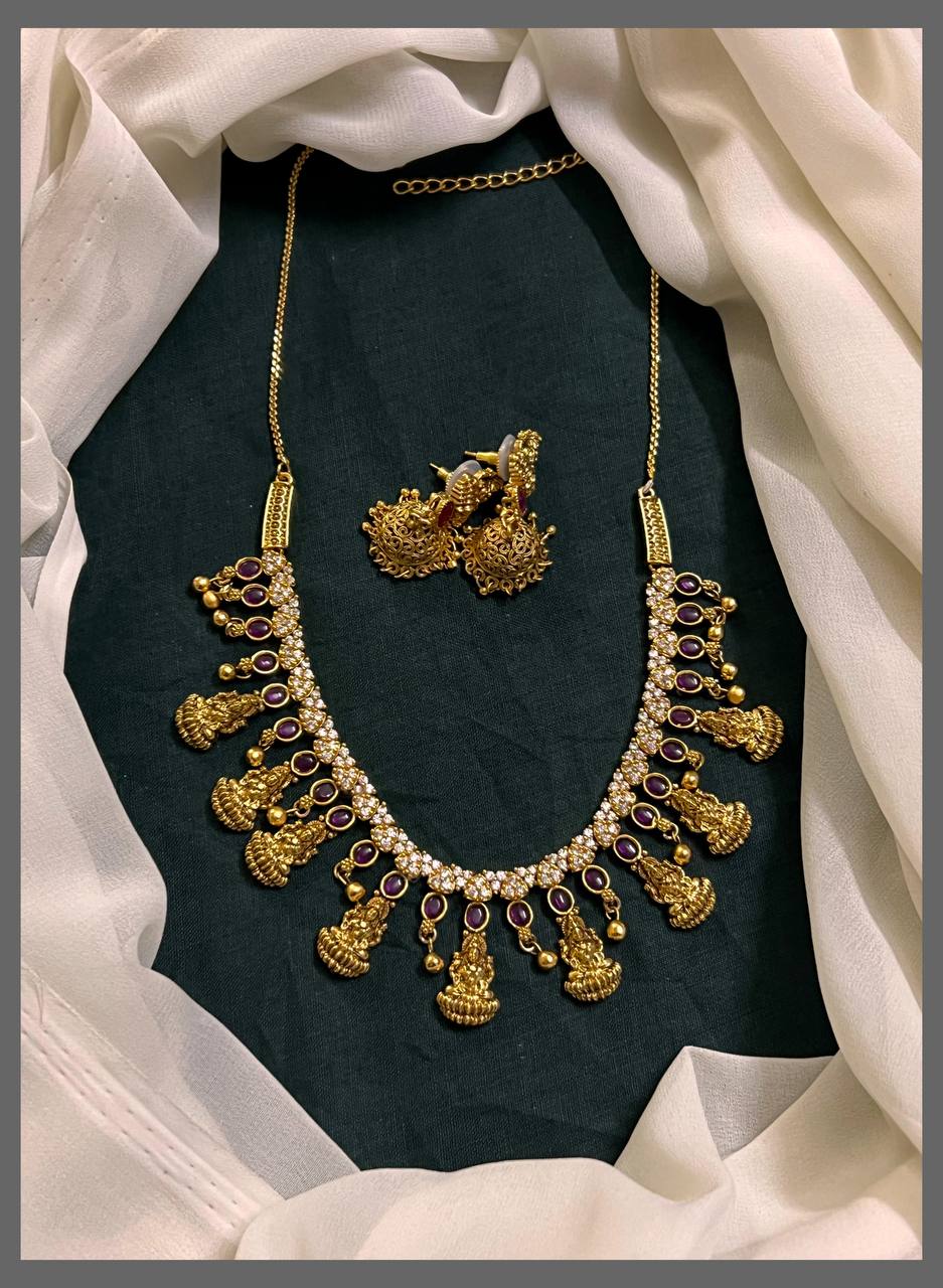 Beautiful Small Lakshmi Necklace In Nakshi - NN00621