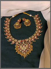 Ruby Mango Necklace with Elegant Pendant in Nakshi - NN00635