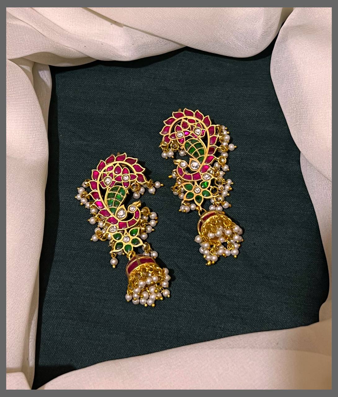 Beautiful Big Peacock Bugadi in Kundan - BU00146