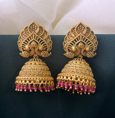 Beautiful Peacock Jhumki In Nakshi - NE00404