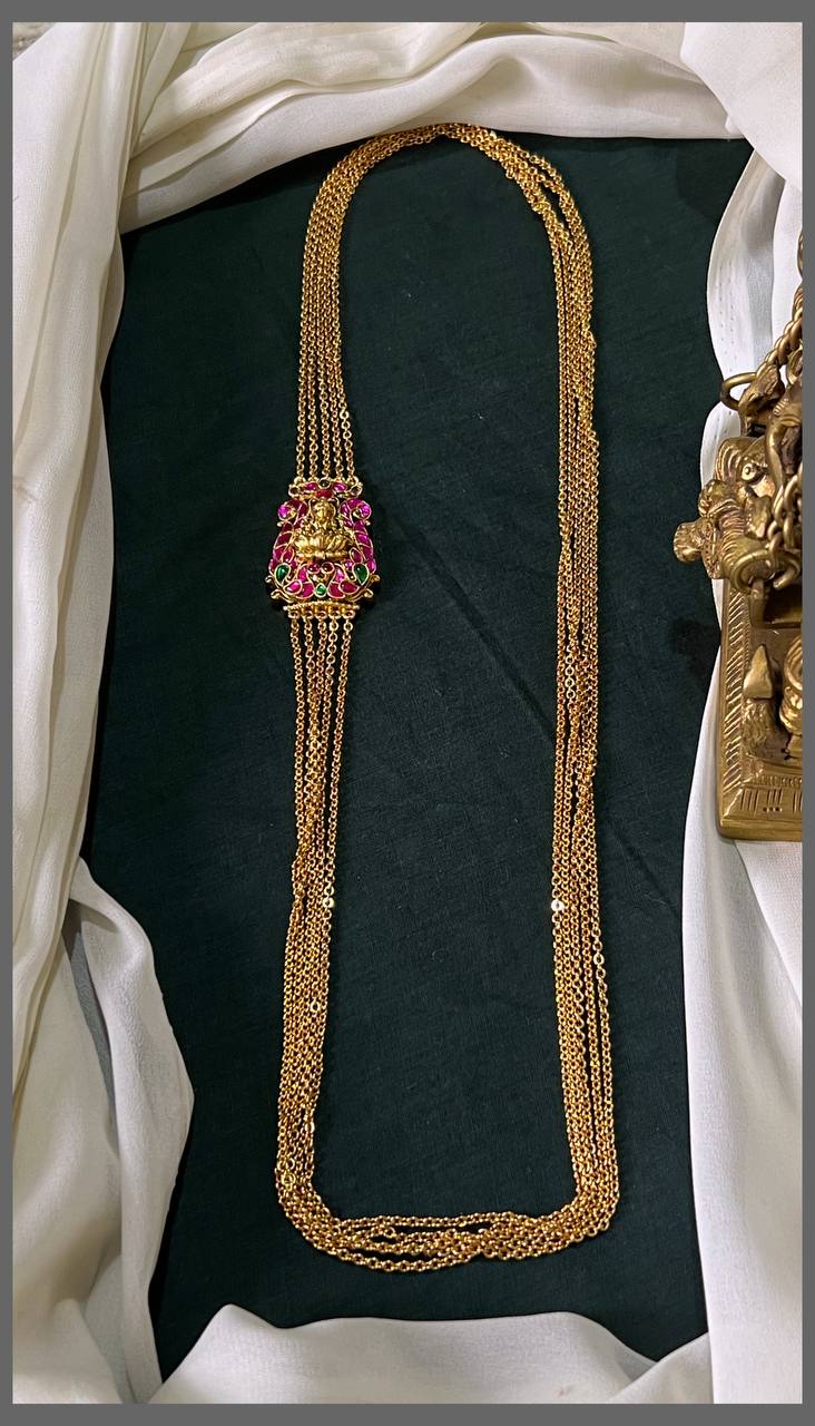 Mop Chandra Haram With Lakshmi Kundan Pendant - KH00333
