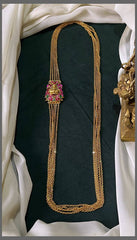 Mop Chandra Haram With Lakshmi Kundan Pendant - KH00333