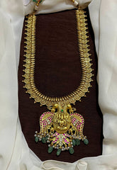Jadau Gandaberunda Pendant With Lakshmi Kaasu in Antique Polish - KH00166