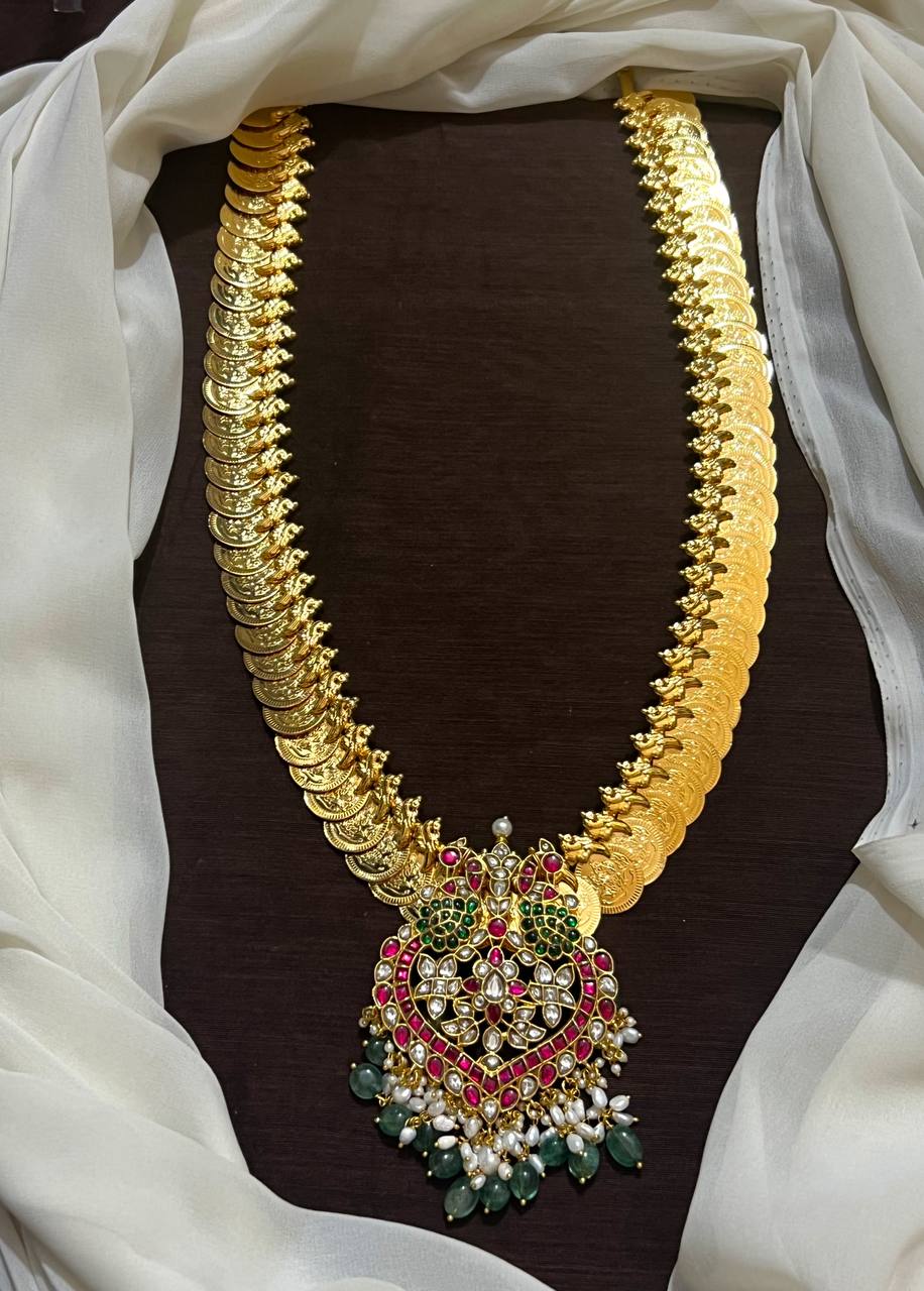 Panchaloham Kaasu Haram Long With Jadau Pendant - KH0044