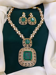 Elegant Emerald Victorian Haram with Pendent - VH008