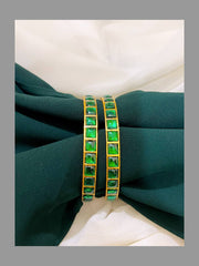 Emerald Kundan Bangles - BG0012
