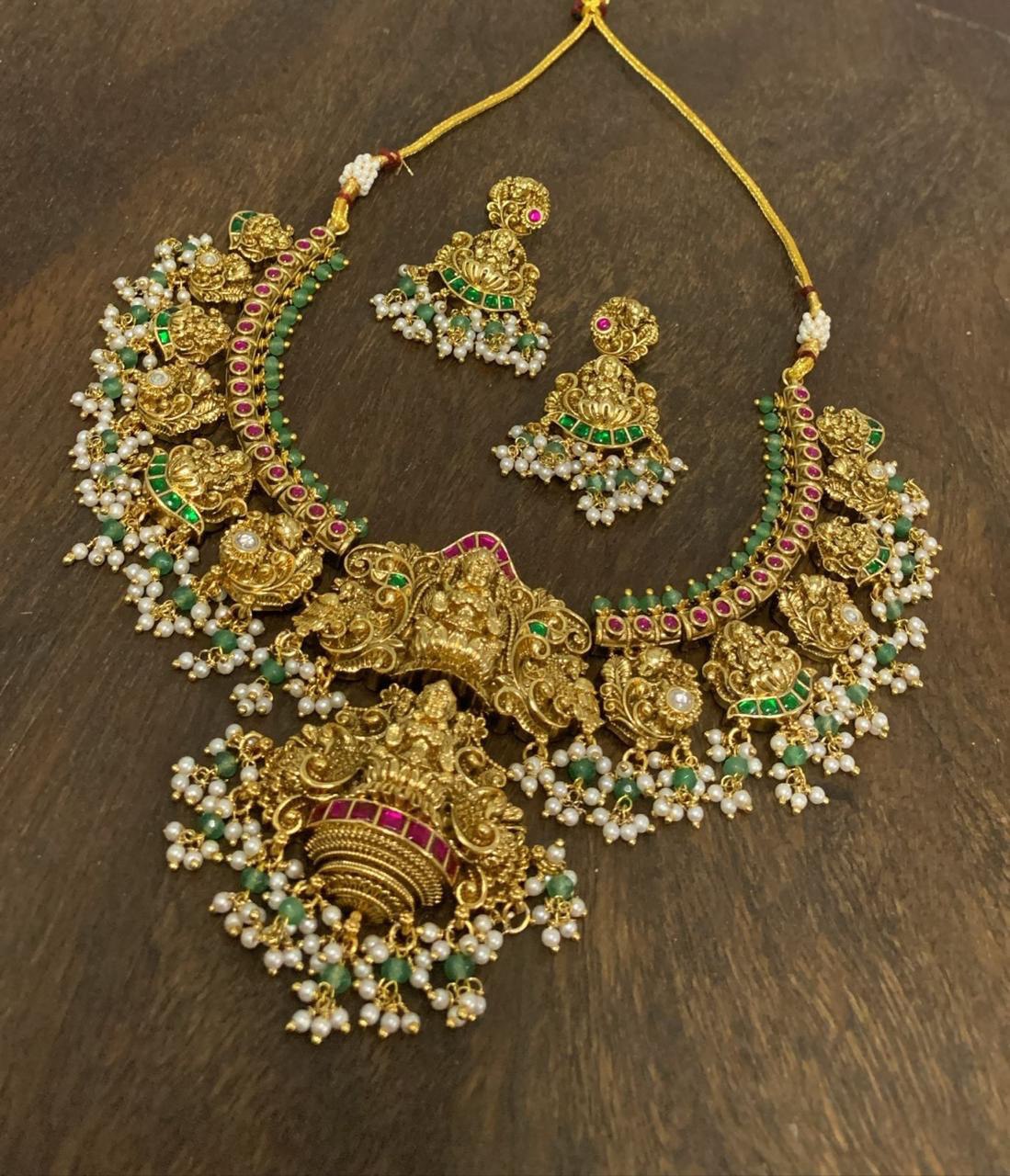 Jadau Lakshmi Nakshi Guttipusalu Necklace - KN00404