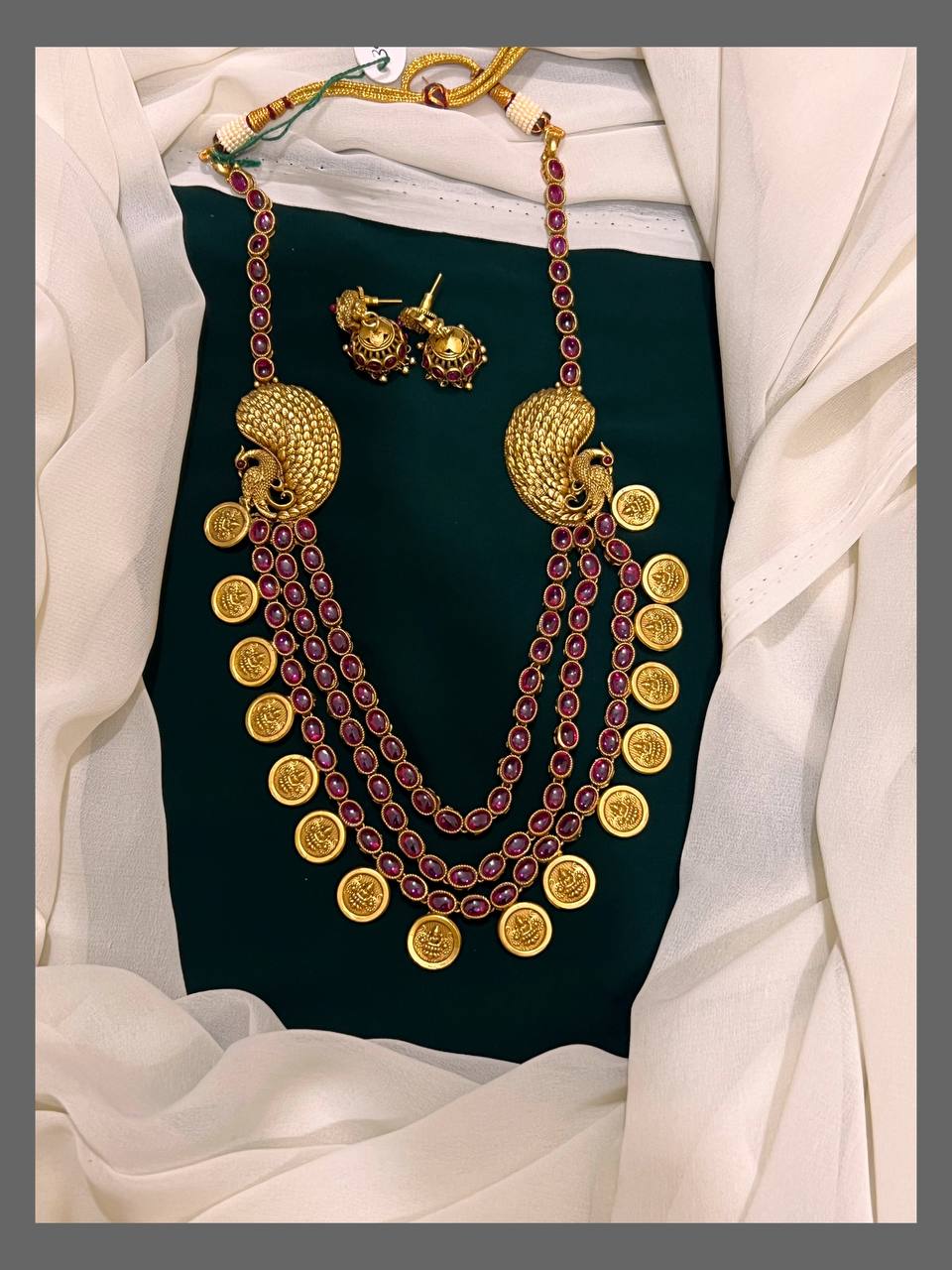 Ruby 3layer Lakshmi Kasu Haram In Nakshi - NH00212