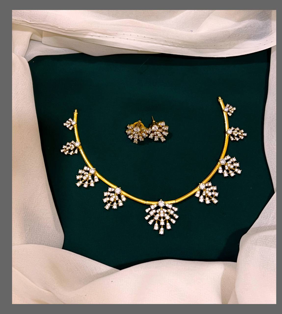 White Stone Choker in Nakshi - NN00422