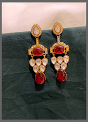 White stone Hanging Earring in Diamond - DE0011