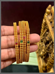 Small Flower Bangles in Nakshi - BG00421