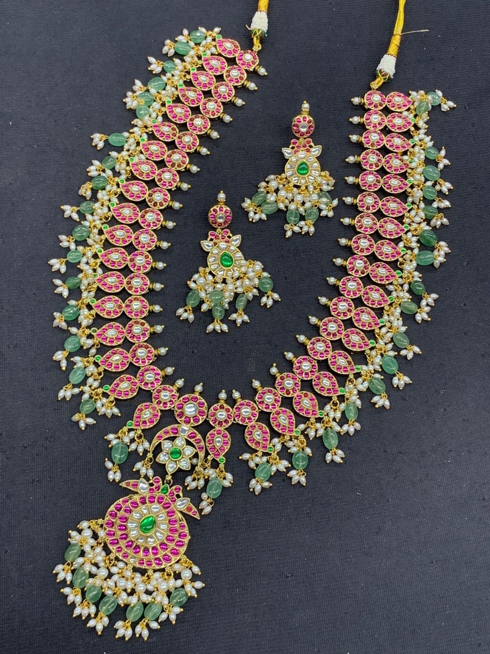Beautiful Ambani Long Haram With Strawberry Beads - KH00408