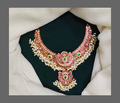 Rice Pearl Necklace in Kundan - KN00209