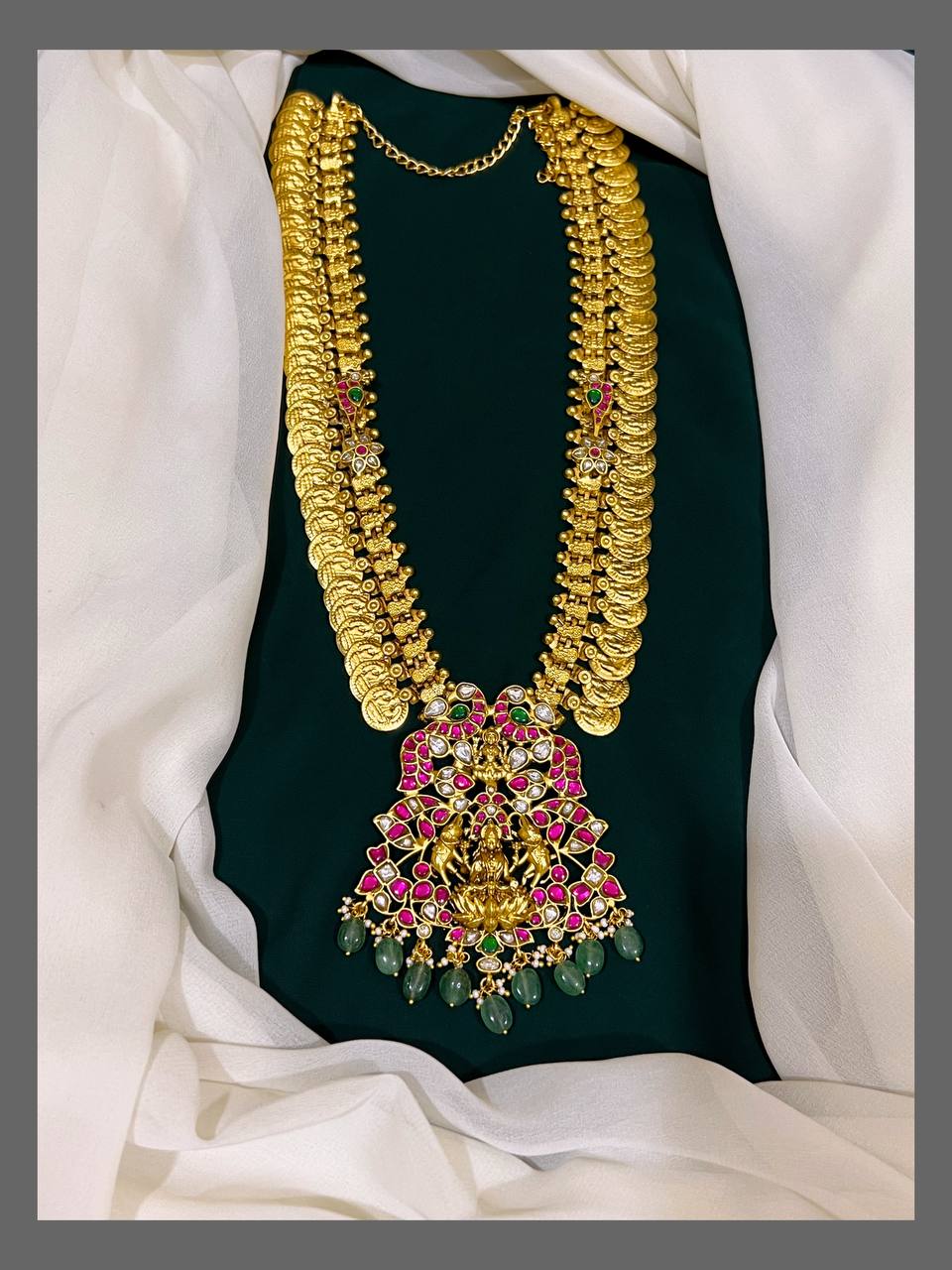 Kashu Mala with Two Lakshmi Pendent in Kundan - KH00185