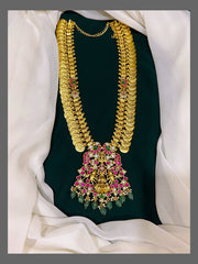 Kashu Mala with Two Lakshmi Pendent in Kundan - KH00185