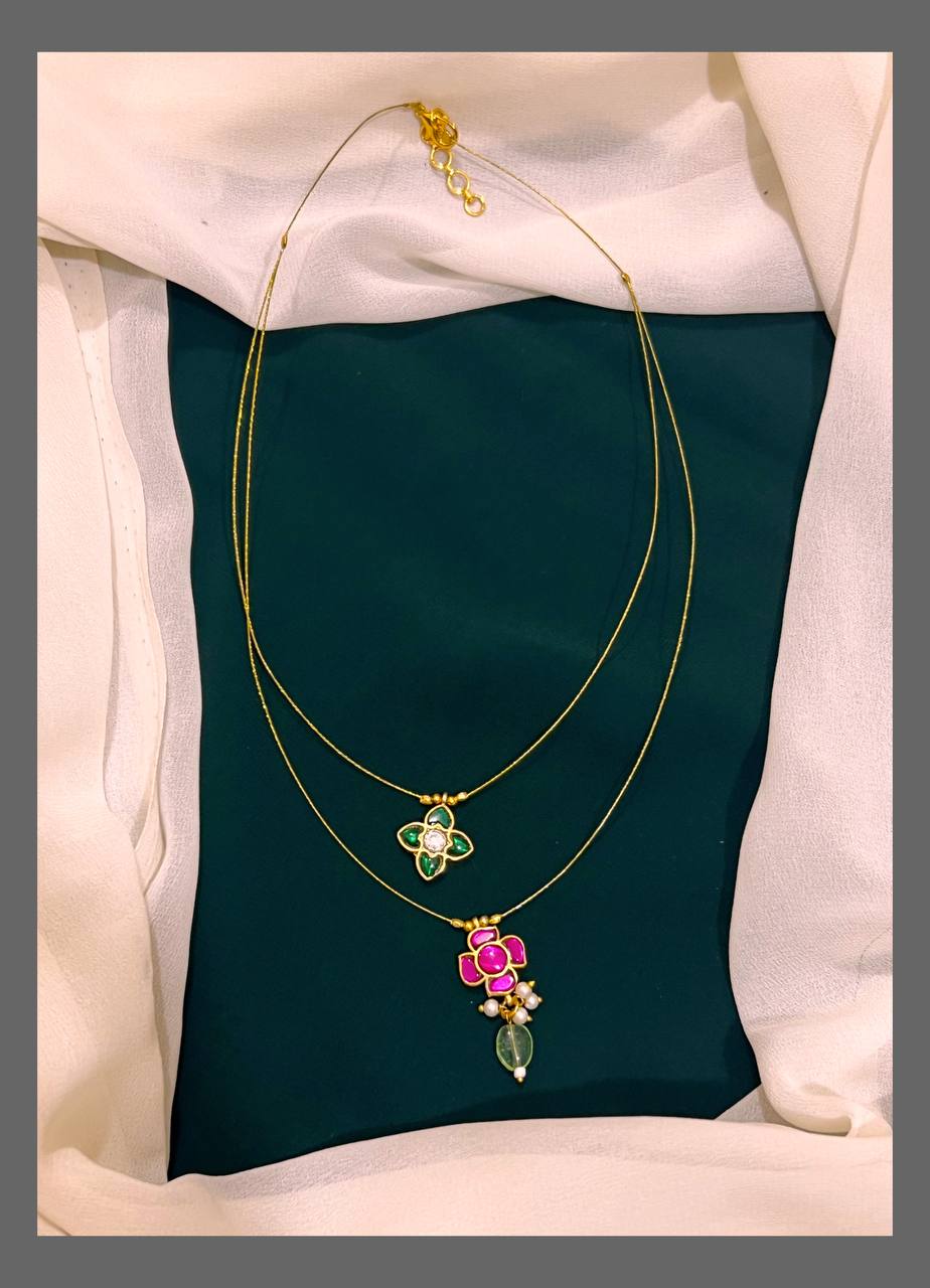 Jadau Double Step Invisible necklace - KN00417