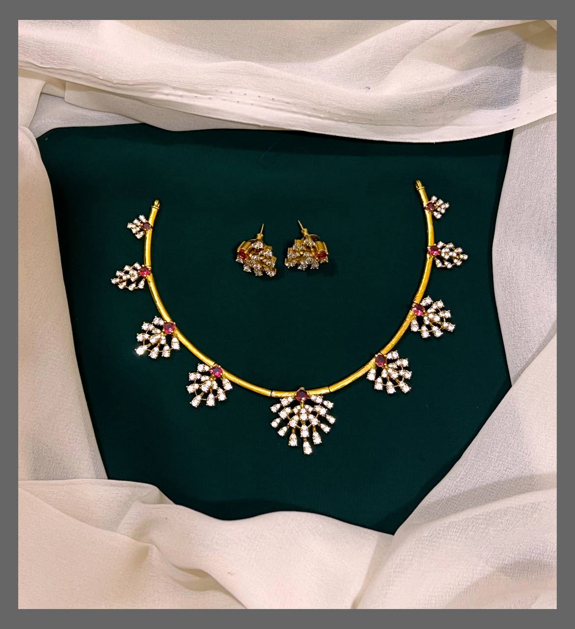 White Stone Choker in Nakshi - NN00422