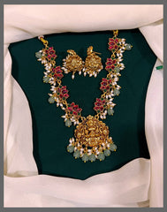 Beautiful Lotus and Lakshmi Necklace With Pearls - NN00481