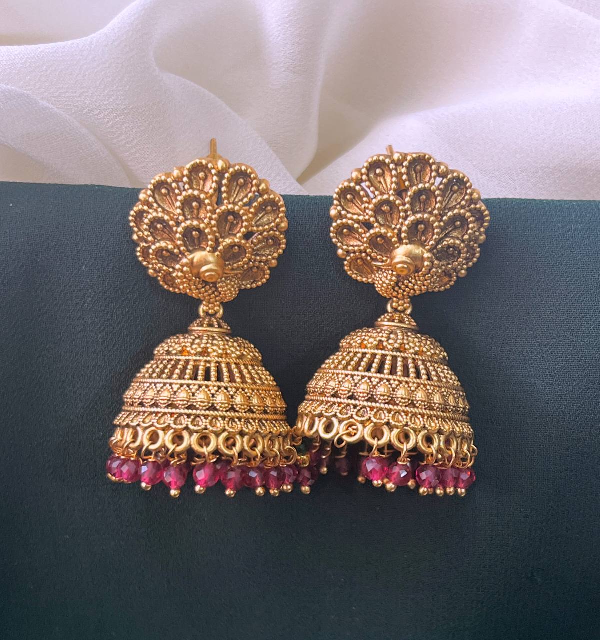 Peacock Jhumki In Nakshi - NE00573