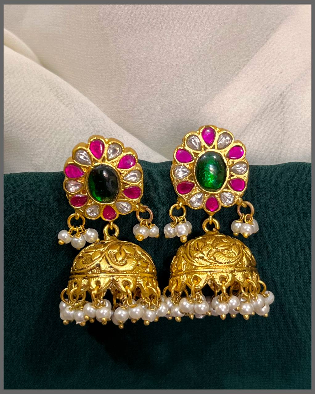 Beautiful Flower Jadau Multi COlour Jhumki - KE0012