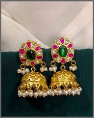 Beautiful Flower Jadau Multi COlour Jhumki - KE0012