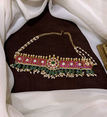 Jadau Kundan Choker With Pearls Lines - KN00625